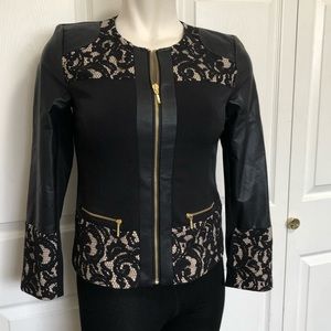 Chico’s pieces ponte lace mix ls jacket sz.0/ 4